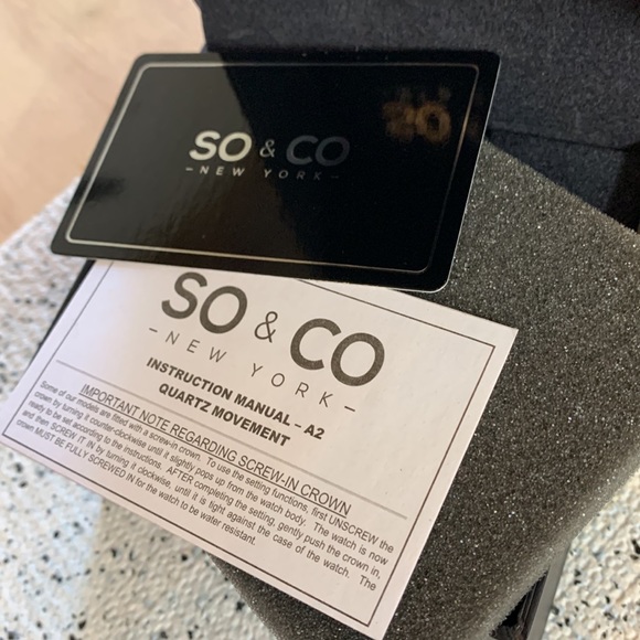 NIB SO&CO Black and Gold Discontinued Madison Watch, Stainless Steel Mesh Band - Picture 10 of 14